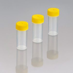 Bottles 2: Sample Bottle – 28ml, PP, Unlabelled with Yellow Cap (70x26mm)