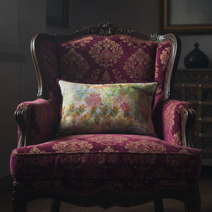 Cushions: Cushion Cover - Marigold / Damson - 40 x 60 - One of a Kind