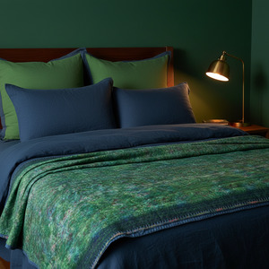 Bedlinen 1: Full Kantha Dohar Quilt - Emerald Forest / Iris Blue - One-of-a-Kind