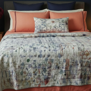 Bedlinen 1: Half Kantha Dohar Quilt - Vintage Reverie in Blue / Blue Iris - One of a Kind