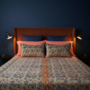 Bedlinen 1: Half Kantha Dohar Quilt - Copper Rain / Blue Iris - One of a Kind