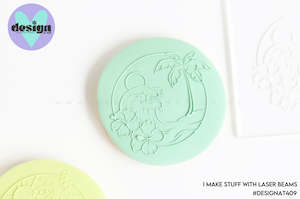 Raised Acrylic Fondant Cookie Stamp: Palms Ocean Theme 2 Acrylic Fondant Stamp