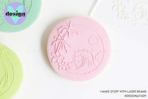 Raised Acrylic Fondant Cookie Stamp: Palms Ocean Theme 1 Acrylic Fondant Stamp