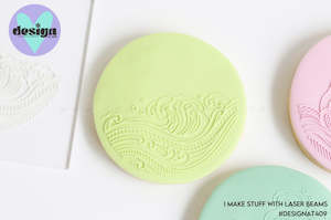 Raised Acrylic Fondant Cookie Stamp: Waves 2 Raised Acrylic Fondant Stamp
