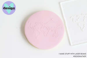 Raised Acrylic Fondant Cookie Stamp: World Line Drawing Raised Acrylic Fondant Stamp