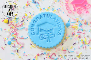 Congratulations Cap + Scroll Acrylic Embosser Stamp