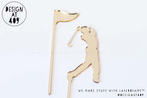 Happy Birthday: Golfer or Flag Acrylic Cake Topper