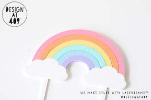 Happy Birthday: Layered Pastel Rainbow Acrylic Cake Topper