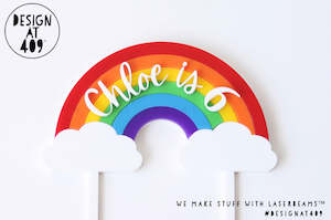 Happy Birthday: Name and Age Layered Rainbow Acrylic Cake Topper