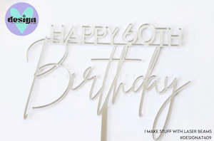 Happy Custom Age Birthday Cake Topper (other colour choices available)