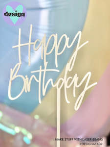 Smaller Happy Birthday Cake Topper Style 6  (other colour choices available)