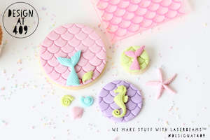 Pattern Background Stamps: Large Mermaid Pattern 2 Acrylic Embosser Stamp