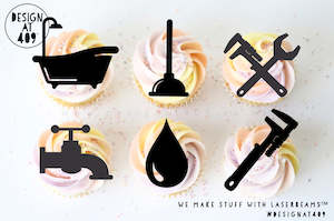 Celebration Cake Dots: Plumbing Themed Shaped Cut Out Cupcake Topper