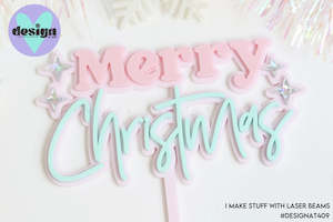 Merry Christmas Layered Cake Topper (2 Sizes)