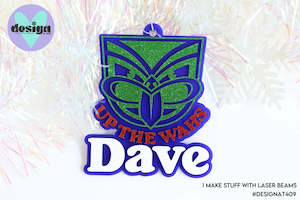 Christmas Baubles: Up The Wahs Custom Name Christmas Tree Decoration