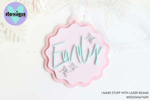 Christmas Baubles: Custom Name Round Wave Tree Decoration