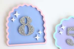 Number Letter Cake Toppers: Arch Wave Custom Layered Number Deco Or Badge (options available)