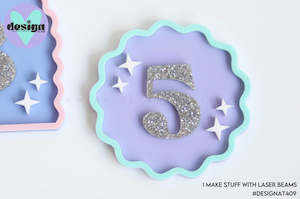 Number Letter Cake Toppers: Circle Wave Custom Layered Number Deco Or Badge (options available)