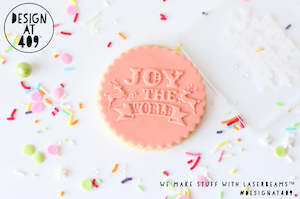 Christmas New Year Raised Acrylic Stamps: Joy To The World 2 Raised Acrylic Fondant Stamp