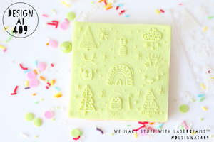 Christmas New Year Raised Acrylic Stamps: Cute Christmas Animals Patterned Raised Acrylic Fondant Stamp