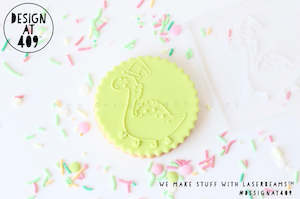Christmas New Year Raised Acrylic Stamps: Christmas Dino 1 Raised Acrylic Fondant Stamp
