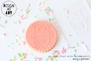 Christmas New Year Raised Acrylic Stamps: Cute Winter Bear Raised Acrylic Fondant Stamp