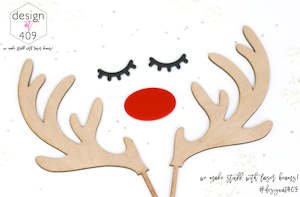 Christmas: Large Antlers/Lashes/Nose Set Cake Topper