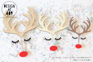 Christmas: Medium, Small, Extra Small Antler/Lashes/Nose Set Cake Topper