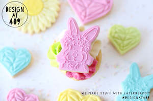 Easter Stamps Cutters: Small Bunny Floral Head Raised Stamp & Cutter