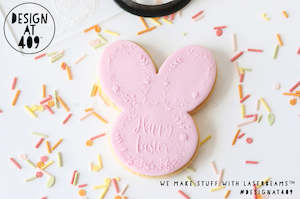 Easter Stamps Cutters: Happy Easter Floral Bunny Head Raised Stamp & Cutter