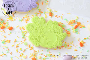 Easter Stamps Cutters: Bunny With Flowers Raised Stamp & Cutter