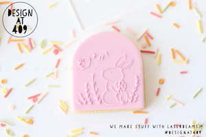 Easter Raised Acrylic Stamps: Bunny With Flower 3 Raised Acrylic Fondant Stamp