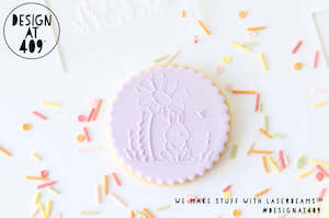 Bunny With Flower 2 Raised Acrylic Fondant Stamp