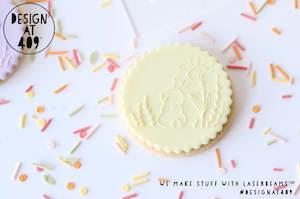 Bunny With Flower 1 Raised Acrylic Fondant Stamp