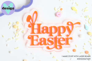 Limited Edition Embossing Stamps Cutters: Happy Easter With Ears Stamp & Cutter