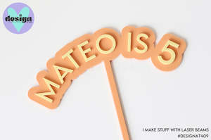 Custom: Custom Name is Age Curved Layered Cake Topper