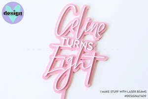 Custom Name Turns Age Layered Cake Topper