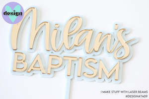 Custom: Custom Name Baptism Layered Cake Topper