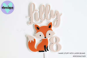 Custom: Custom Name And Age Fox Layered Cake Topper