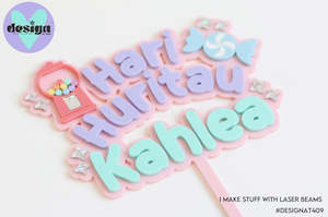 Happy Birthday or Hari Huritau Custom Name Layered Cake Topper