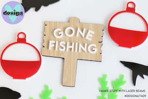 Mini: Gone Fishing Sign Or Fishing Float Charm (Sold Individually)