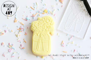 Mothers Day Stamps With Cutters: Floral Mason Jar Raised Stamp & Cutter