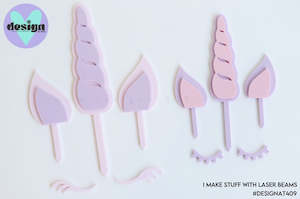 Layered Unicorn Horn, Ears + Lashes Cake Topper (other sizes available)