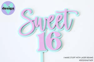 Layered Cake Topper: Sweet 16 Layered Cake Topper