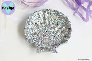 Silver Sparkle Glitter Shell Trinket Dish