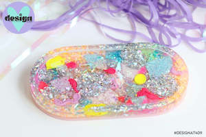 Home: Sparkle Pink Base Oval Trinket Tray