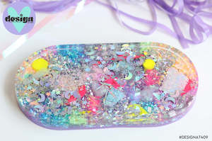 Home: Sparkle Stars & Moons Purple Base Oval Trinket Tray