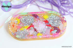 Sparkle Yellow Base Oval Trinket Tray
