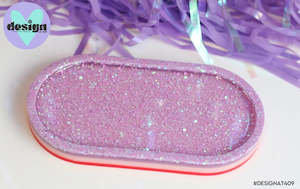 Lavender Glitter/Lavender/Pink/Fluro Pink Oval Trinket Tray
