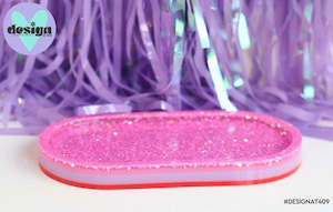 Rustle: Pink Glitter/Pink/Lavender/Fluro Pink Oval Trinket Tray